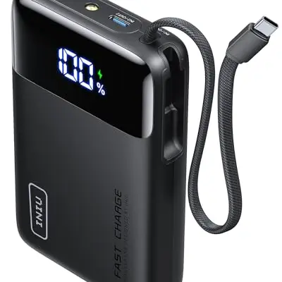 INIU 45W Power Bank 20000mAh mit USB-C Kabel - Kleiner und leistungsstarker Akku für iPhone, Samsung, Xiaomi und mehr
