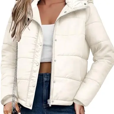 Zeagoo Damen Winterjacke Leichte Übergangsjacke mit Kapuze Beige
