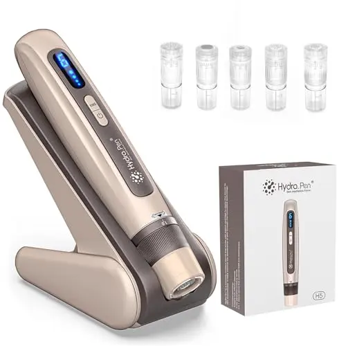 Hydra Pen H5 Dermapen 3-in-1 Microneedling Tool für Hautpflege und Haarwachstum, 5 Patronen, Geschenk für Frauen (Gold)