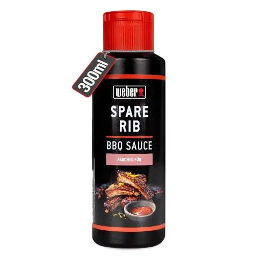 Weber Spare Ribs BBQ Sauce 300 ml – Süßlich-rauchige Grillsoße für Ribs, Pulled Pork & Hähnchen, gluten- & laktosefrei