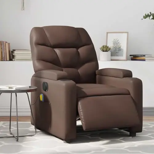 Hommdiy Relaxsessel mit Liegefunktion - Elektrischer Massagesessel in Braun für das Wohnzimmer