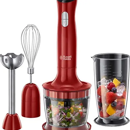Russell Hobbs Stabmixer 3-in-1 Desire Rot – Pürierstab, Zerkleinerer, Mixeraufsatz