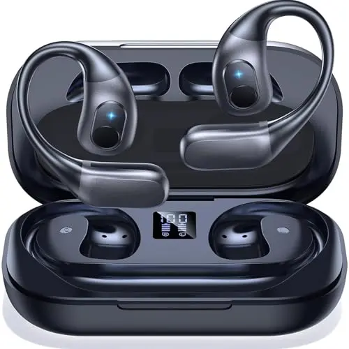 Atopskins Drahtlose Bluetooth-Kopfhörer mit Ohrbügel - Sport-Ohrhörer mit Mikrofon und Ladekoffer