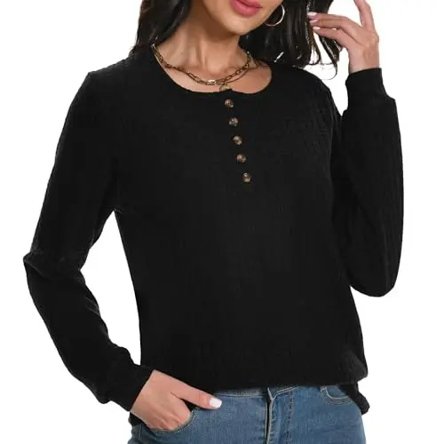 Rolcoassuns Damen Pullover Rundhals Langarm Casual Tunika