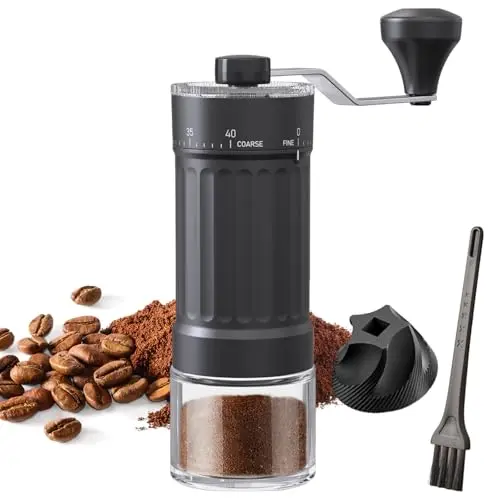 Manuelle Kaffeemühle Mini mit 40 Stufen, tragbar für Reise und Büro, 30g Kapazität