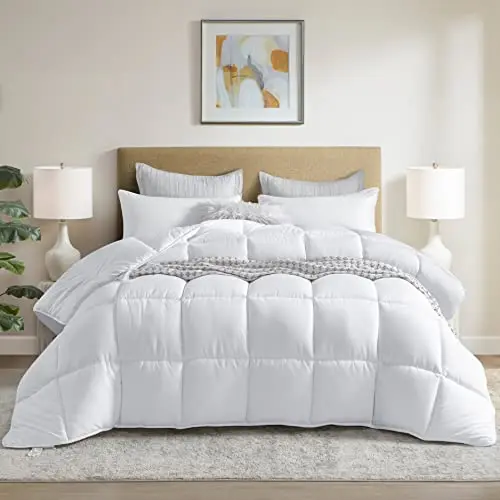 Dorrin Nessin Winter Steppdecke, extra flauschig, Doppelbett, schwere Faserfüllung, mit 8 Ecklaschen