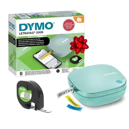 DYMO LetraTag 200B Etikettendrucker mit Bluetooth – Kompakt, inkl. 1 x Papierschriftband, Daydream Blue