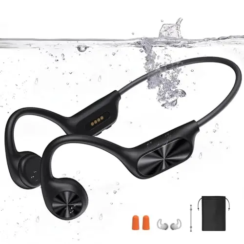 Bluetooth Knochenschall Kopfhörer für Schwimmen, IPX8 Wasserdicht, inkl. 32G-Speicher, Open-Ear Design
