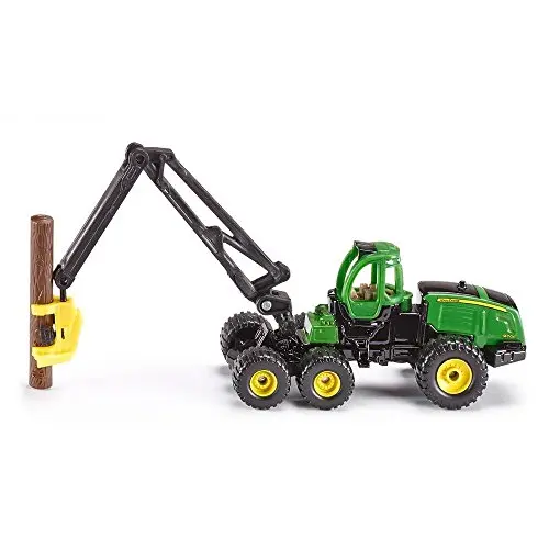 Siku 1652 John Deere Forstwirtschaft Harvester, 1:87, Grün, mit Baumstamm und drehbarem Kran