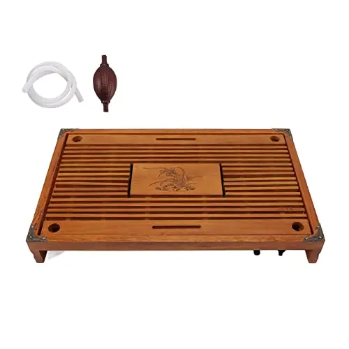 Teetablett aus Holz mit Orchideenmuster, 42,9 x 27,9 cm, Gelb - Serviertablett für Zuhause