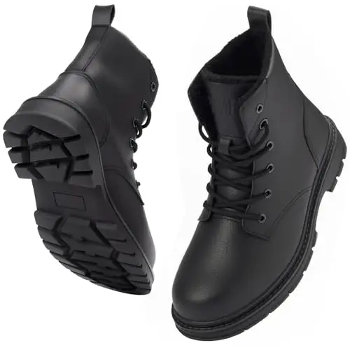 PAMEILA Damen Winterschuhe Wasserdicht mit Warmfutter Rutschfeste Schneestiefel für Winter Outdoor Schwarz