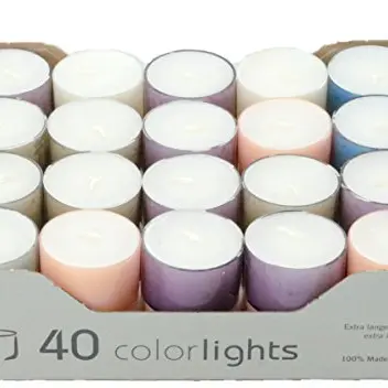 Wenzel Colorlights Pastell Teelichter, 8h Brenndauer, 40 Stück