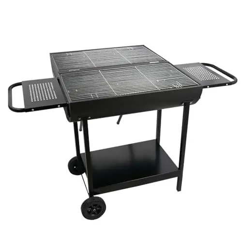 Paxlloonge Doppel-Holzkohlegrill mit 2 Seitenablagen für Camping, Garten & Picknick