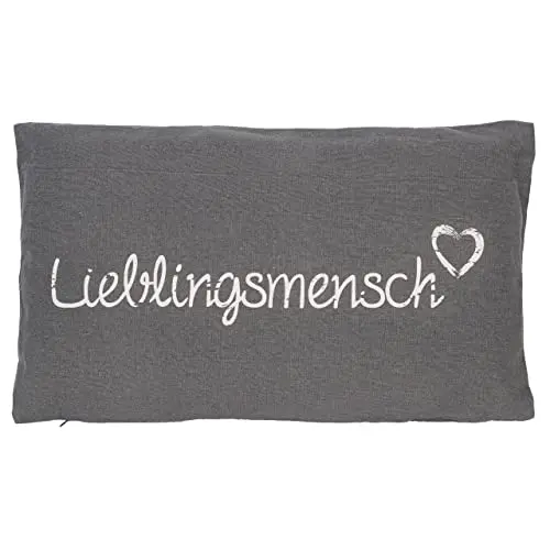 KAMACA Lieblingsmensch Kissen 30x50 cm, graues Flauschkissen mit Aufschrift, kuschelig, Geschenk für Partner, Freunde oder Familie, Baumwollbezug