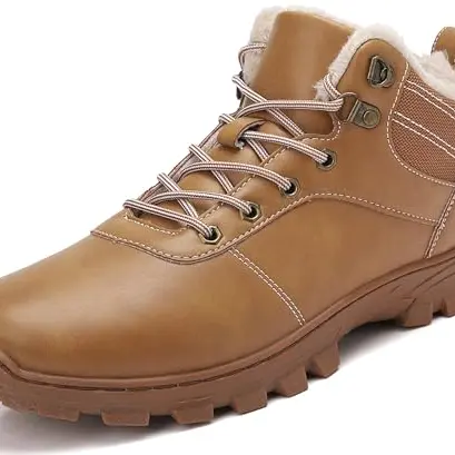 ricema Winterstiefel Herren & Damen, Gefüttert, Rutschfest, Outdoor Wanderschuhe für Schnee & Alltag, Gelb, Größe 39 EU