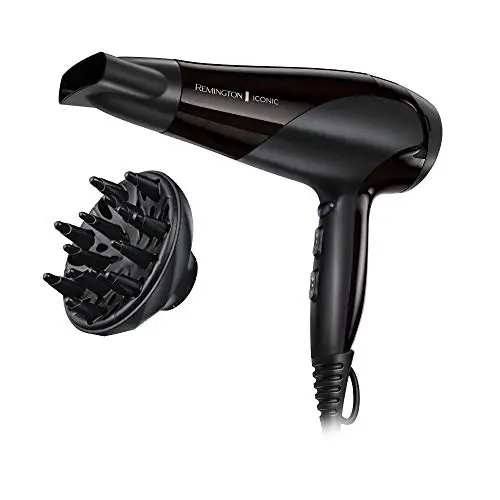 Remington Haartrockner Ionen, leicht, schwarz (2200W) mit Diffusor & Stylingdüse