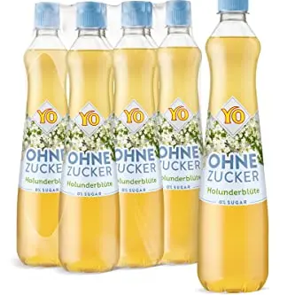 YO Sirup Holunderblüte (6 x 700 ml) – zuckerfrei, vegan – 1 Flasche ergibt bis zu 6 Liter Getränk