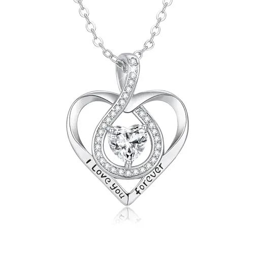 EXGOX Damen Halskette 925 Sterling Silber Herz Anhänger Schmuck Geschenk für Frauen