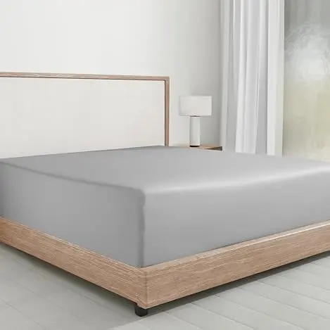 Spannbettlaken Baumwolle 160x200 cm Hellgrau, weiches Spannbetttuch von California Design