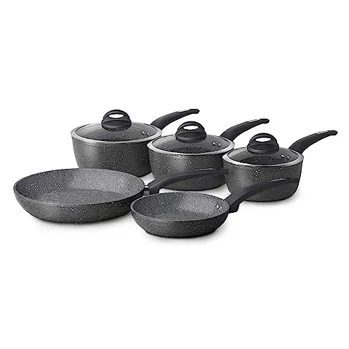 Tower T81276 Cerastone 5-tlg Topf- und Pfannenset - Antihaftbeschichtung, Soft Touch Griffe - 18/20/22cm Töpfe, 20/28cm Pfannen
