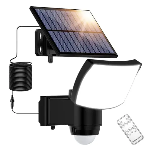 Solarlampe für Außen mit Fernbedienung, 3 Leuchtmodi, wasserdicht, für Garten, Hof, Garage, Haustür