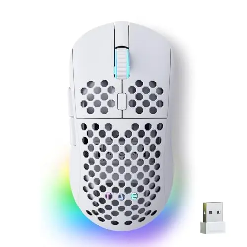 TMKB Falcon M1 Kabellose Gaming Maus – 24000 DPI, 180h Akku, RGB-Beleuchtung, für PC/Mac/Laptop, Weiß