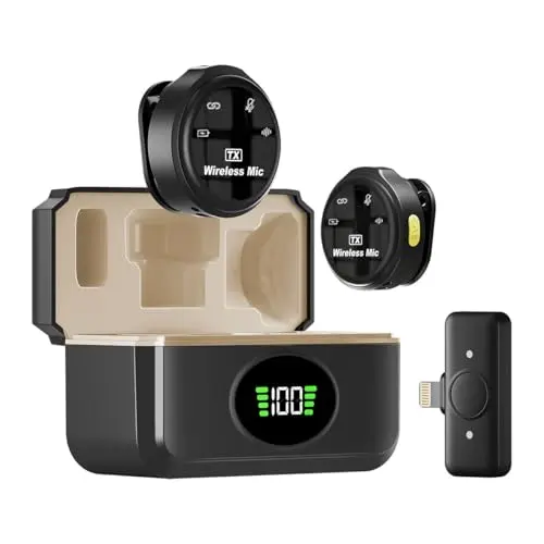 HUACAM 2Pcs Kabelloses Lavalier Mikrofon für iPhone - Ideal für Aufnahmen und Live-Streaming