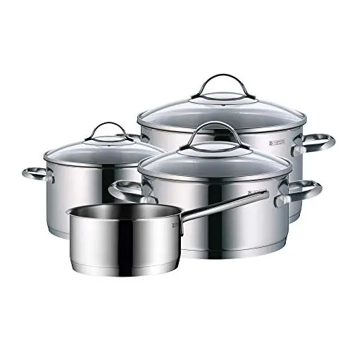 WMF Provence Plus 4-teiliges Topfset Induktion mit Glasdeckel, unbeschichtet, Cromargan Edelstahl