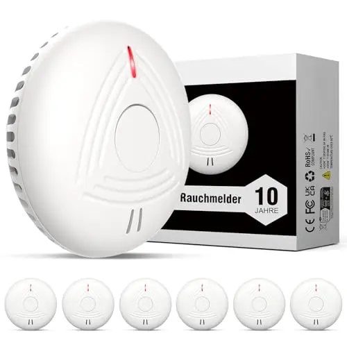 DAYTECH Rauchmelder mit 10 Jahren Batterie – Flacher Brandschutz zu Hause