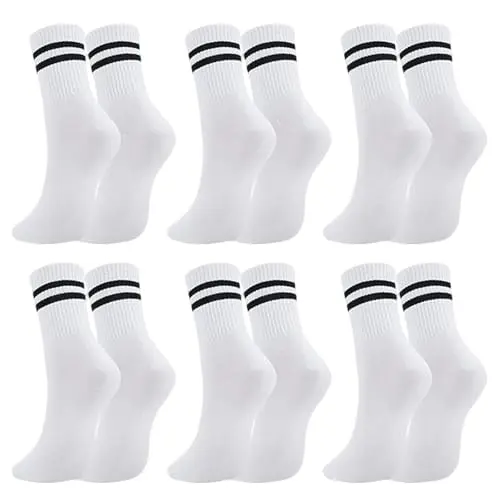 GUTERTOP 6 Paar Stylische Sportsocken Damen Weiß, Atmungsaktive Tennissocken 35-38