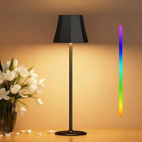 Suright Kabellose Tischlampe mit 3 Farbmodi und RGB, dimmbar, Touch Control, wasserdicht für Zuhause und Veranstaltungen