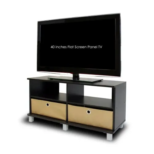 Furinno Andrey Entertainment Center, Espresso/Braun, mit Schubladen, 39.62 x 39.62 x 48.26 cm