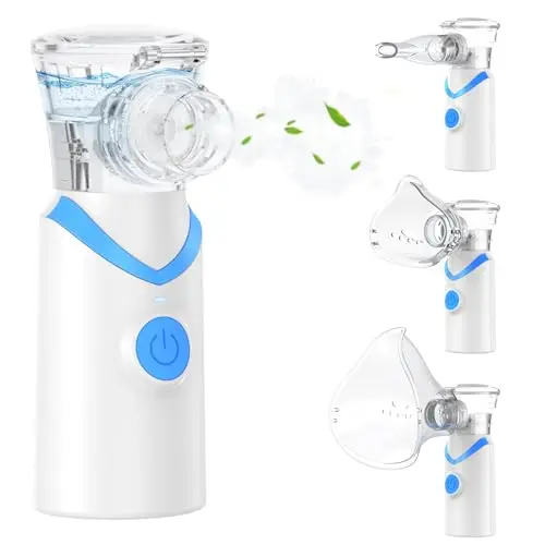 Larair Inhalationsgerät für Erwachsene & Kinder, Tragbarer, Leiser Vernebler mit Selbstreinigung, Einstellbares Sprühvolumen, Blau