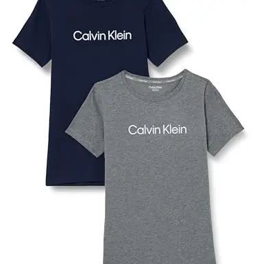 Calvin Klein Jeans 2er Pack Langarmshirts für Jungen, Grau, 14-16 Jahre