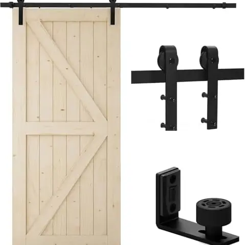 TSMST 200cm Schiebetürsystem für Holzschiebetüren, Schwarz, Komplett-Set