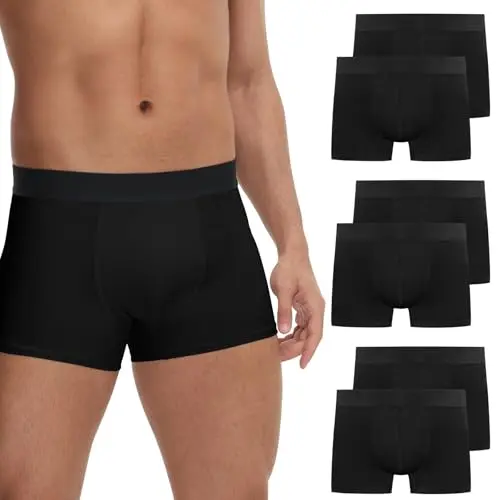 FALARY Herren Boxershorts 6er Pack Baumwolle Schwarz, bequem, ohne Etikett, Gr. XXL