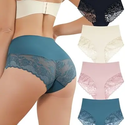 Aijolen Damen Unterhosen Nahtlos Hohe Taille Panties Mehrpack S-XXL
