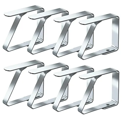 Blooven 8 Edelstahl Tischtuchklammern für Tischdecken bis 3 cm Stärke, Silber