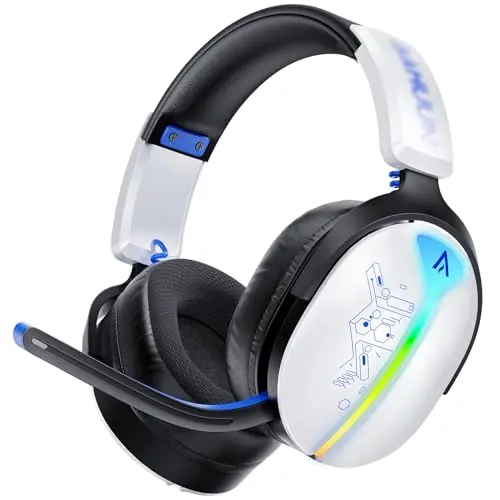 Buwnia Wireless Gaming Headset mit Mikrofon für PS5, PS4, PC & Switch - 7.1 Surround Sound, RGB, 40 Stunden Batterielaufzeit