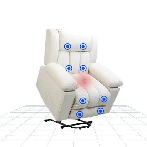 FLEXISPOT Relaxsessel mit Becherhalter und Armlehnen-Aufbewahrung – Massagesessel mit Heizung und USB (Weiß)