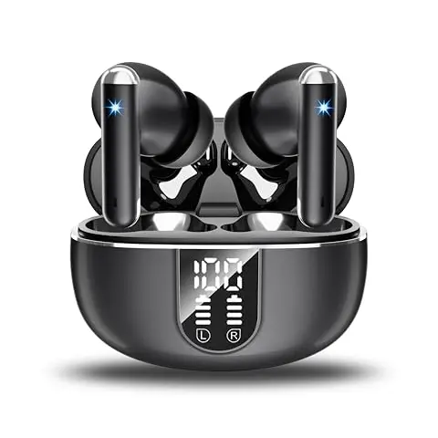 JBMI Kabellose Bluetooth 5.3 Kopfhörer, 60 Std Noise Cancelling In-Ear Earbuds, IP7 Wasserdicht (Tiefschwarz)