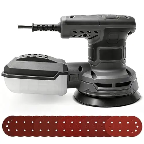 Ecobuild 320W Exzenterschleifer, 6-stufige Drehzahlregelung, 125mm Schleifteller, inklusive Schleifpapiere