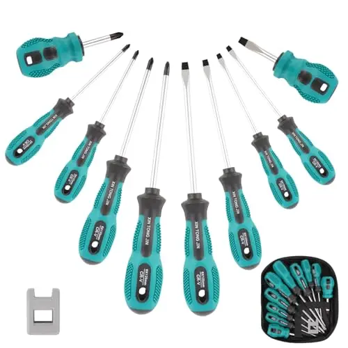 TNOMSNO 10-teiliges Schraubendreher Set, Magnetischer Kreuzschlitz und Flachkopf für Elektronik und Haushaltsreparaturen