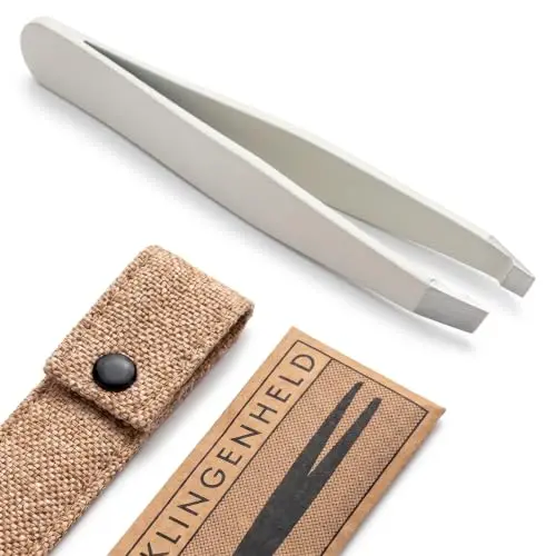 KLINGENHELD® Haargenaue Pinzette - präzises Zupfen, handgeschliffen, in Jute-Etui (50 Farben)