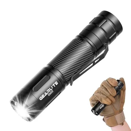 GEARLITE Aufladbare LED Taschenlampe - Superhell, Zoombar, Wasserdicht für Camping und Wandern