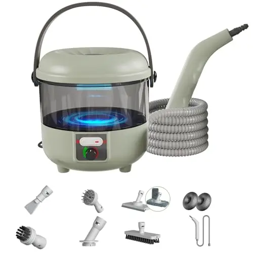 Dampfreiniger 2500W, Handgerät mit 6 Bürsten, Steam Cleaner für Polstermöbel, Auto, Küche, Bad & Fliesen