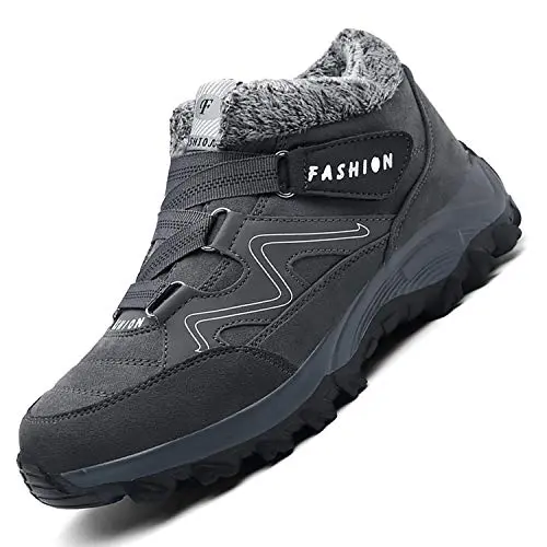 Unitysow Winterstiefel für Damen und Herren, gefütterte Outdoor Winterschuhe, Kurzschaft, Größe 35-46, Grau, 41