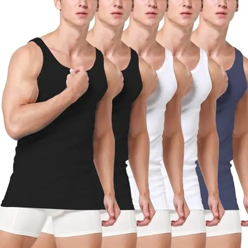 Herren Unterhemd 3er Pack Tank Tops aus Baumwolle in Schwarz, Weiß und Mehrfarbig