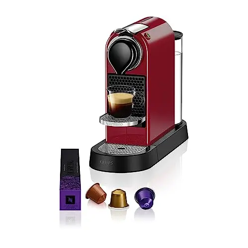 Krups Nespresso XN7415 CitiZ Kaffeekapselmaschine, Rot, 1 L Wassertank