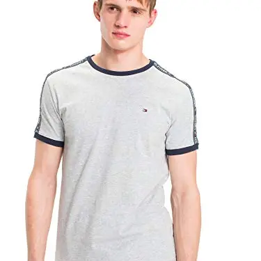 Tommy Hilfiger Herren T-Shirt, Kurzarm, Rundhals, Grau, M